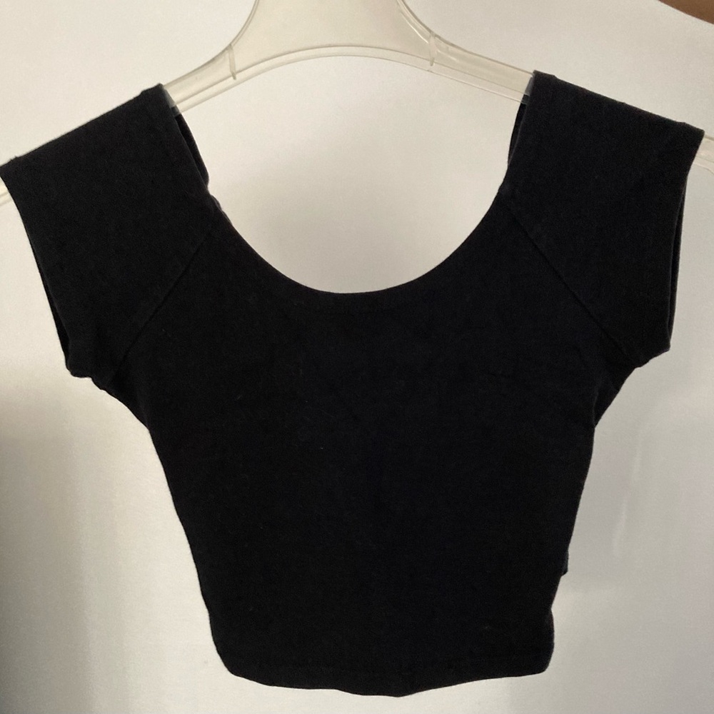 Black crop top with an open crisscross back